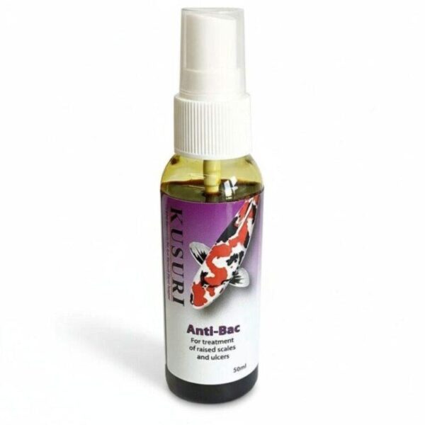 kusuri-anti-bac-50ml-iodine Kusuri Anti Bac Koi 50ml bottle, topical iodine treatment for ulcers and wounds on Koi.