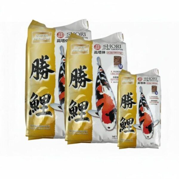 JPD Shori 10kg and 5kg bags showing all large and medium pellet options