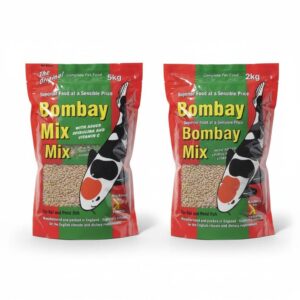 kockney-koi-bombay-mix-2kg-5kg-sizes Group image showing the 2kg and 5kg sizes of the Kockney Koi Bombay Mix, highlighting the product range.
