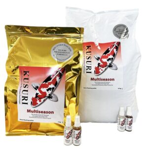 Set photo of the KUSURI Multi-Season Food bag alongside the Kōso P health supplement spray.