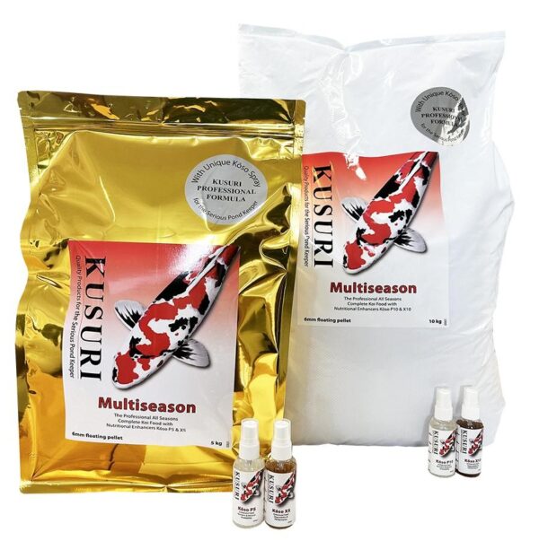 kusuri-multi-season-koso-bag-and-spray Set photo of the KUSURI Multi-Season Food bag alongside the Kōso P health supplement spray.