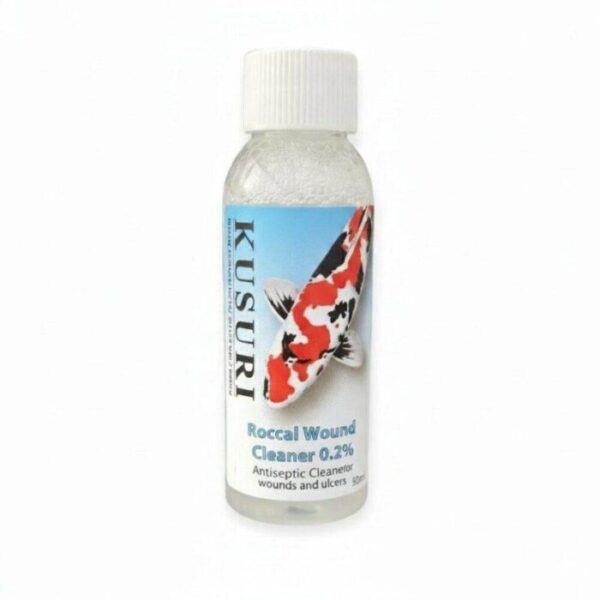 kusuri-roccal-wound-cleaner-50ml 50ml bottle of Kusuri Roccal Wound Cleaner, a 0.2% antiseptic solution for cleaning koi ulcers.