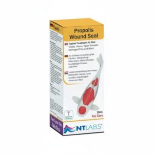 nt-labs-propolis Small 30ml bottle of NT Labs Propolis Koi solution with dropper top, showing the natural, golden-brown liquid.